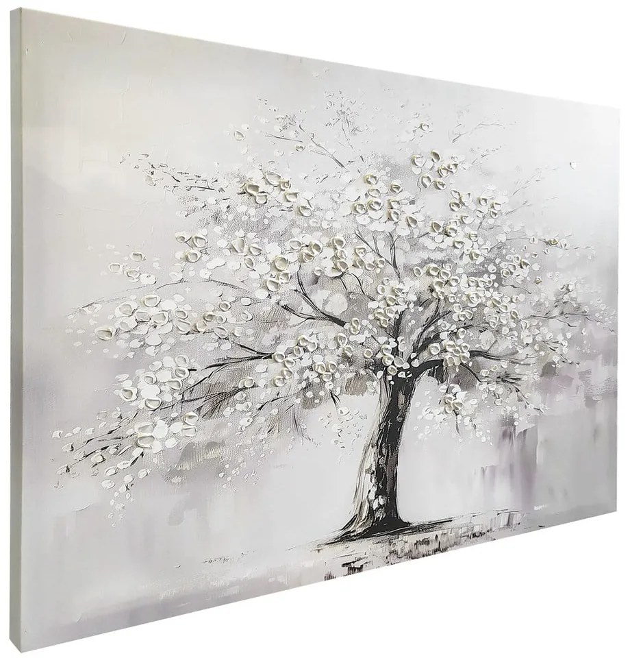 Tablou cu detalii pictate manual 70x100 cm White Tree – Styler