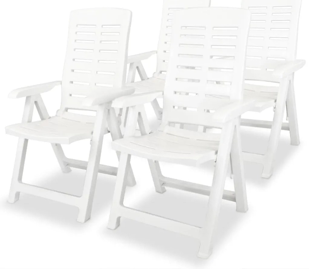 vidaXL Scaune de grădină rabatabile, 4 buc., alb, plastic