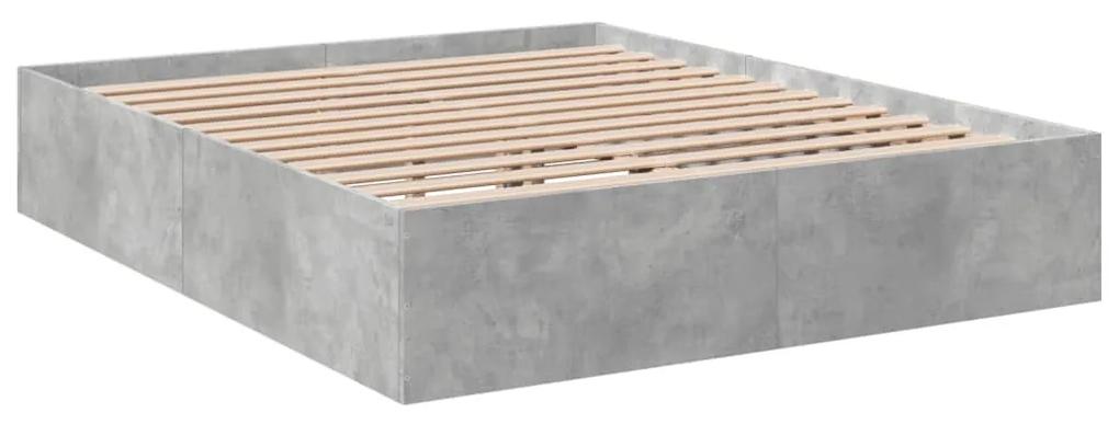 3281010 vidaXL Cadru de pat, gri beton, 150x200 cm, lemn prelucrat