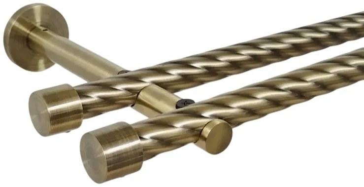 Galerie dubla twist picior universal fara inele prindere perete capacel 19/19 mm aur antic (Alege marime: 280 cm)