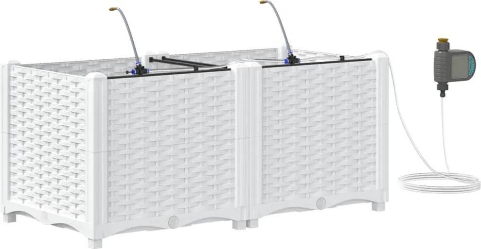 vidaXL Vază pentru Grădină 2 pcs Alb Oțel