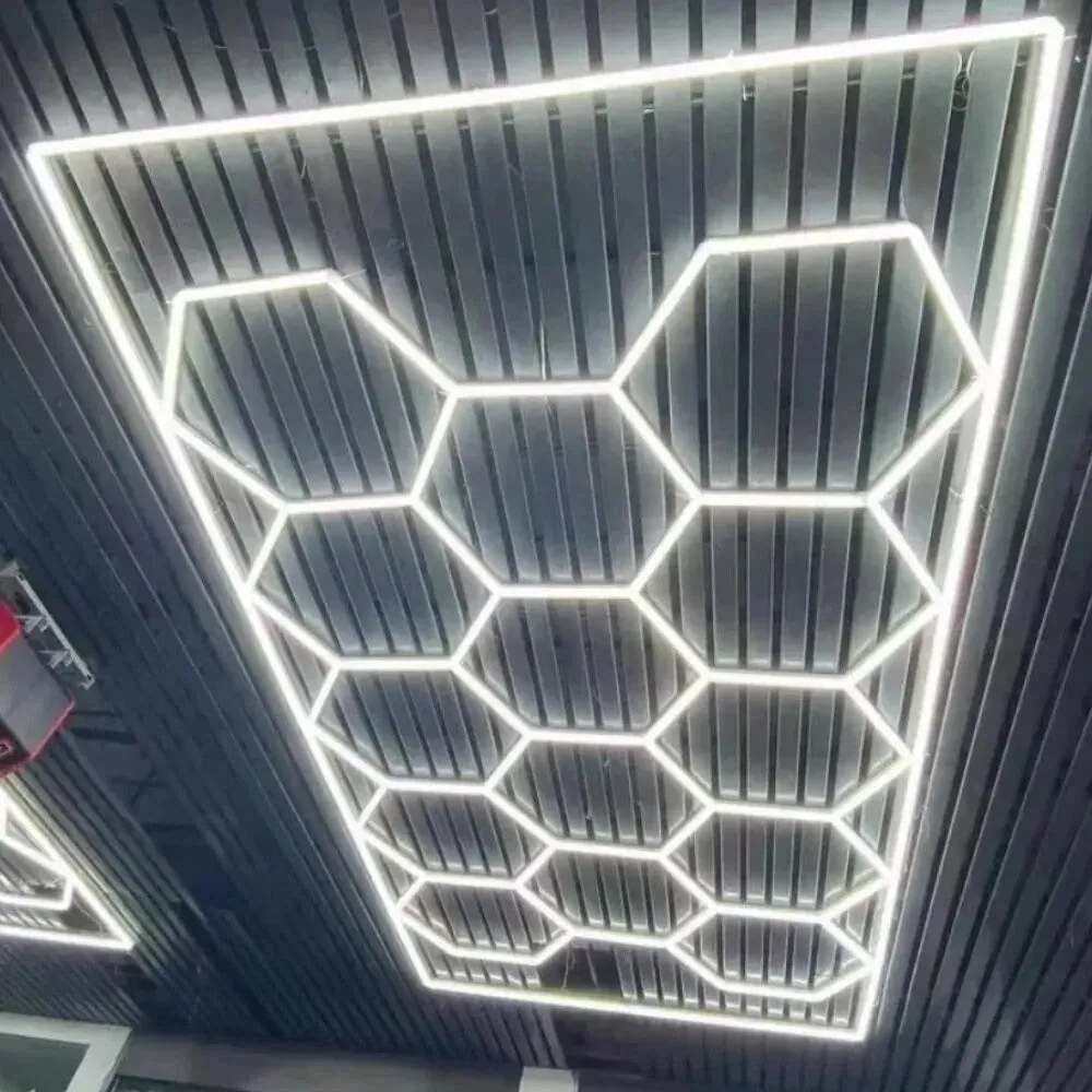 Panou LED HoneyComb, 14 Hexagoane, Lumină Rece 6500K, 672W