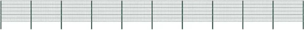 vidaXL Panou de gard cu stâlpi din fier, verde, 349x160 cm