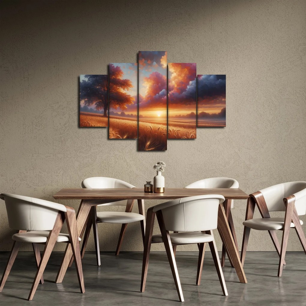 Tablou – Apus de soare pe câmp (150x105 cm)