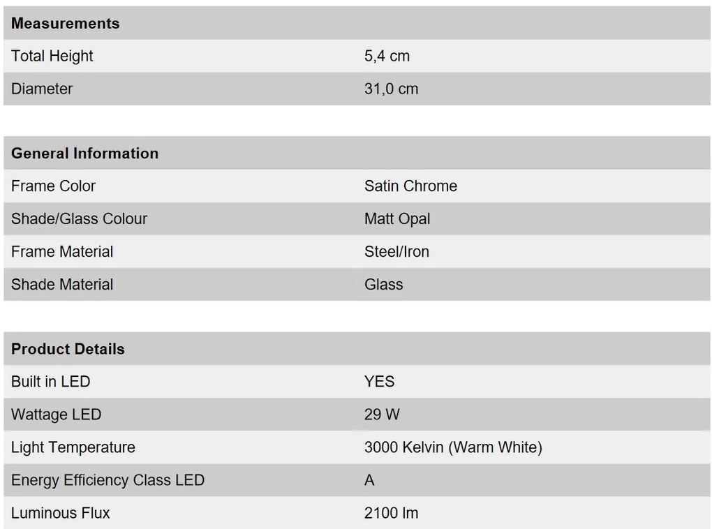 Plafoniera LED moderna LEROX 30cm crom satin