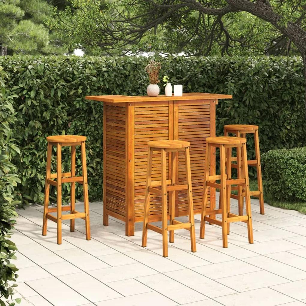 3116001 vidaXL Set mobilier de bar de grădină, 5 piese, lemn masiv de acacia