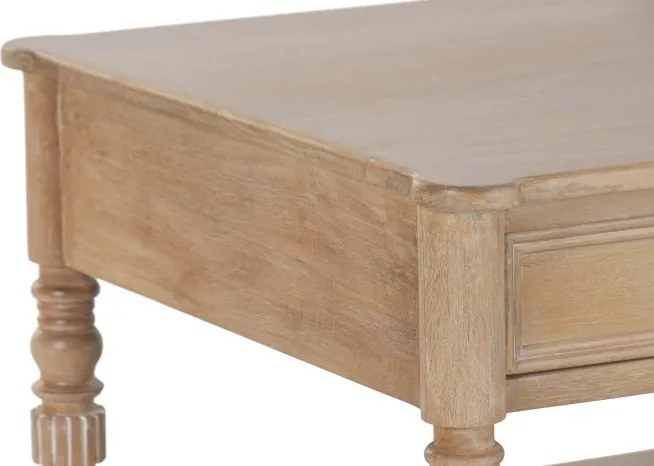 Măsuță de cafea din lemn masiv de mango, finisaj natural maro, 2 sertare și poliță inferioară, 110 x 60 x 45 cm, „Classic"