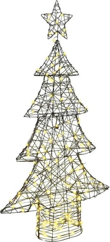 vidaXL Brad de Crăciun cu 160 LED Alb cald 150 cm Ratan