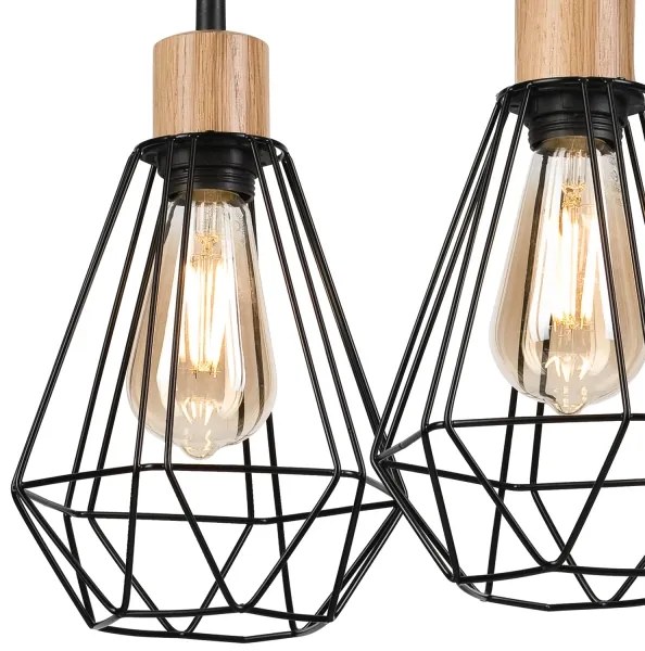 Lustră pe cablu Brilagi WOODY BASKET 2xE27/60W/230V stejar