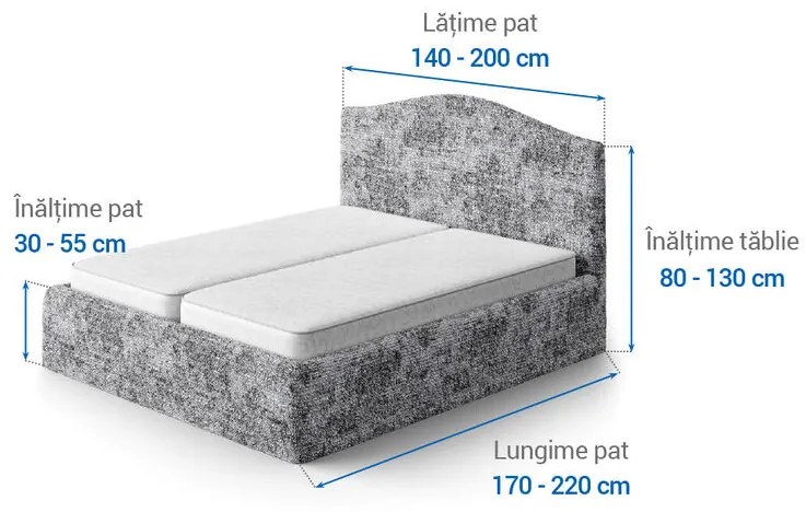 Huse bielastice MARMO gri pat (l. 140 - 200 cm)