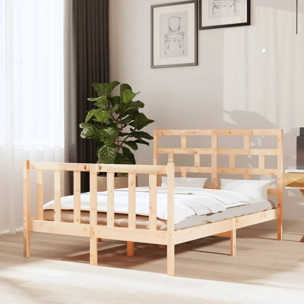 vidaXL Cadru de pat, 140x190 cm, lemn masiv de pin
