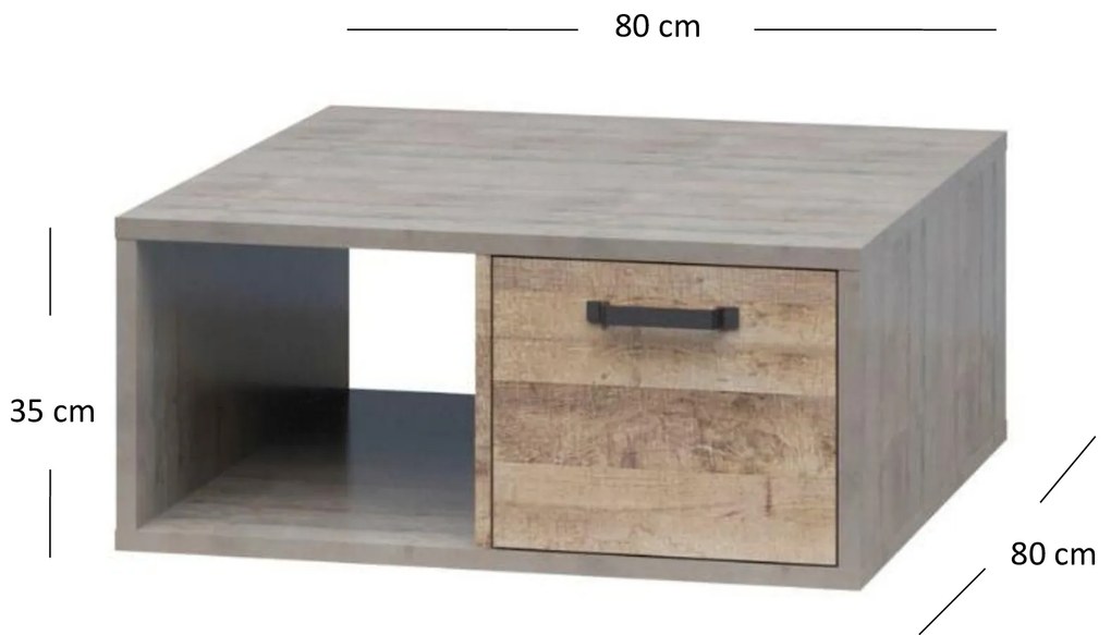 Măsuță cafea Bennie (gri + Stejar nisipiu). 1052756