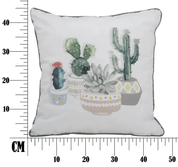 Perna decorativa alba din material textil, 45 x 5 x 45 cm, Cactus Mauro Ferreti