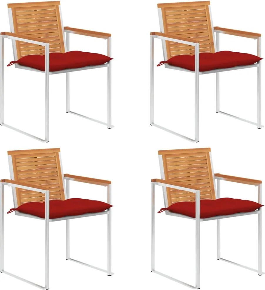 vidaXL Scaune de grădină cu perne, 4 buc., lemn masiv de acacia