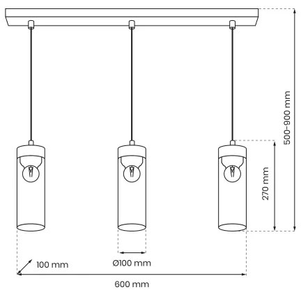 Lustră pe cablu ELICA 3xE27/60W/230V
