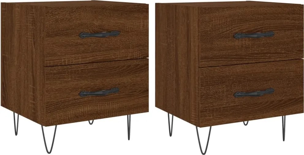 vidaXL Noptiere, 2 buc., stejar maro, 40x35x47,5 cm, lemn compozit