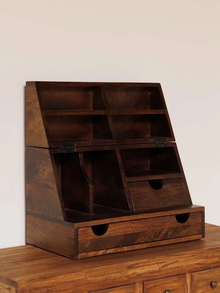 Organizator de birou, din lemn de mango, pliabil, Oswald