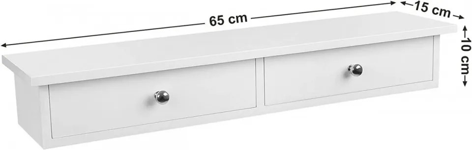Raft Perete cu 2 Sertare, MDF, Alb, Vasagle, LWS65WT