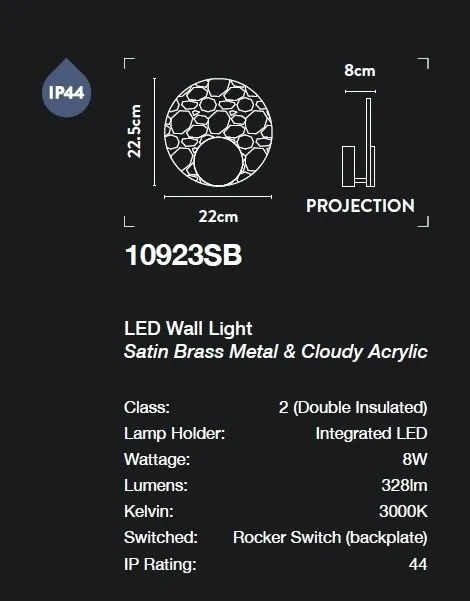 Aplica de perete LED pentru baie IP44 Belle alama