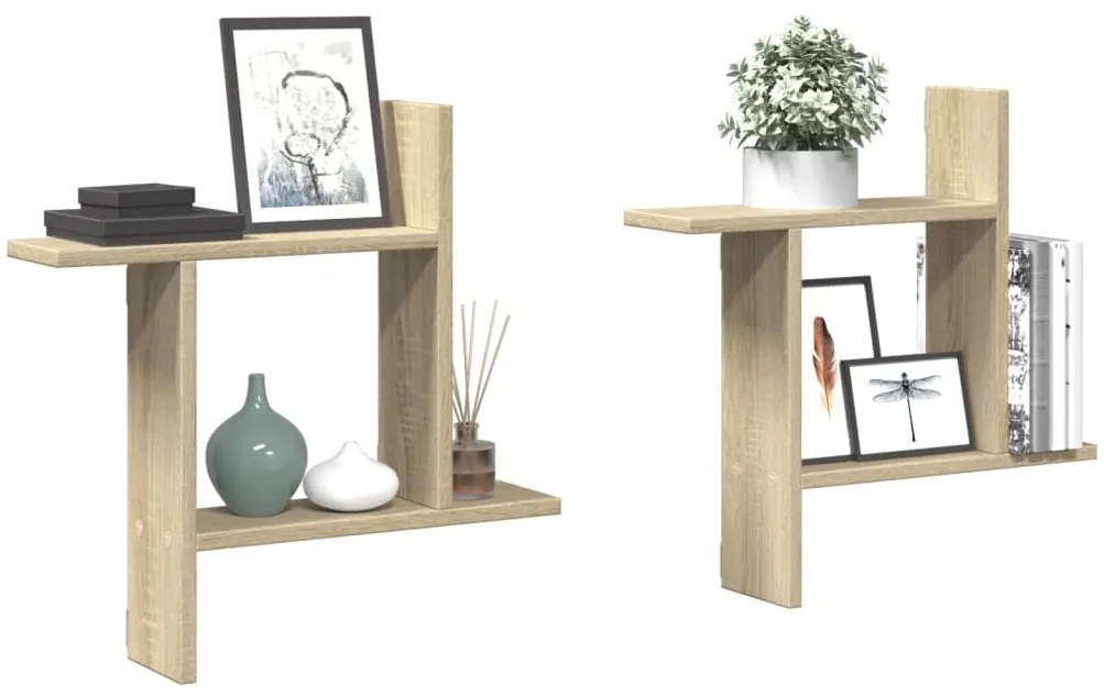 vidaXL Rafturi perete 2 buc. stejar sonoma 50x12x50 cm lemn prelucrat