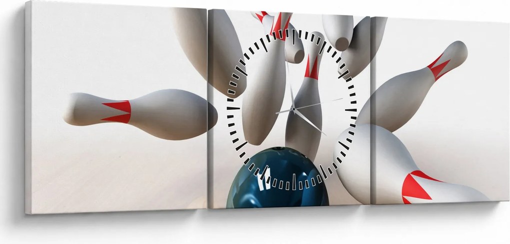Tablou - Bowling (cu ceas) (90x30 cm)