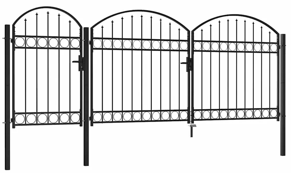 vidaXL Poartă de gard de grădină cu arcadă, negru, 2,25 x 4 m, oțel