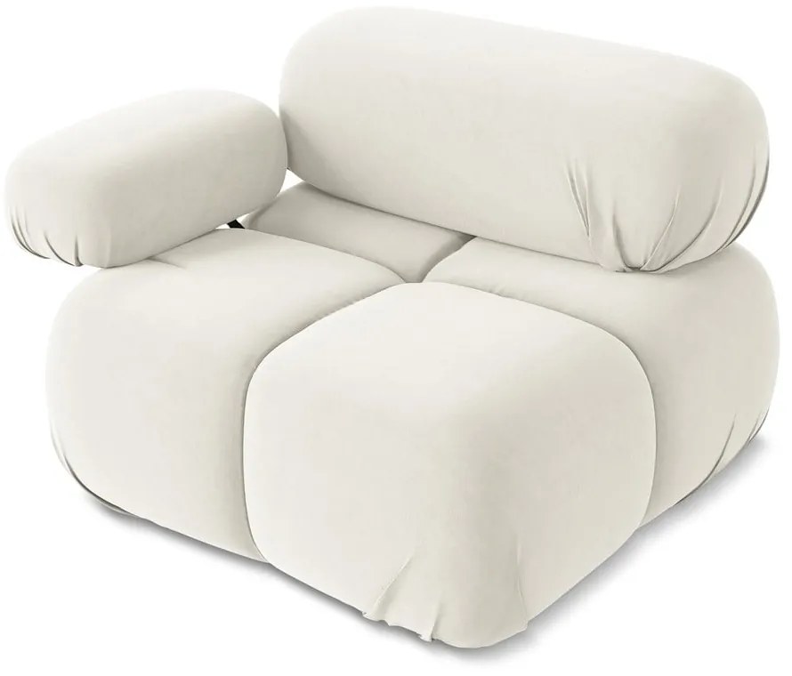 Modul pentru canapea modulară alb cu tapițerie din catifea (cu colț pe partea stângă) Lokua – Makamii