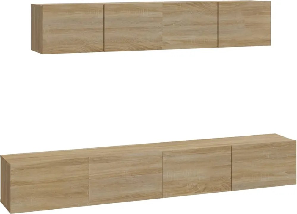 vidaXL Set dulap TV, 4 piese, stejar sonoma, lemn prelucrat