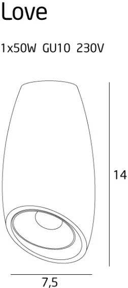 Spot aplicat design minimalist LOVE negru C0159 MX