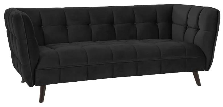 Canapea Cheryl din catifea neagra - 200x85 cm