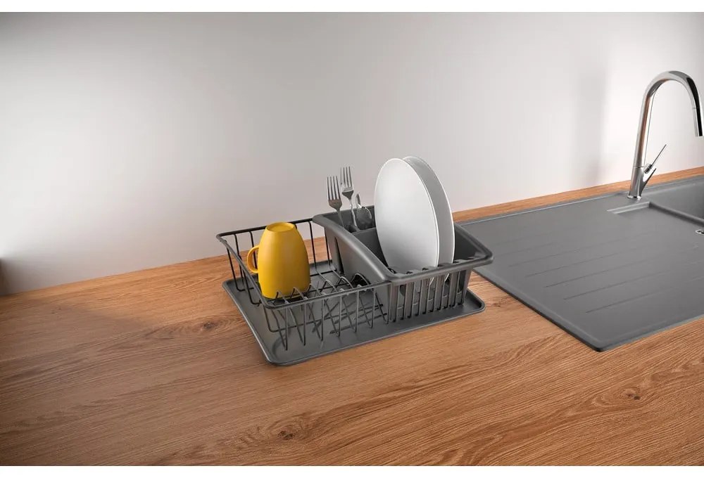 Scurgător vase din oțel inoxidabil Metaltex Aquatexplus Lava, gri antracit