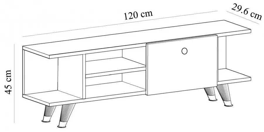 Comoda TV İdil - Negru Marble, Alb