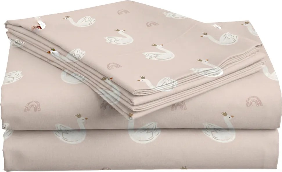 Cearsaf din bumbac SWAN CLOUD roz 140x240 cm