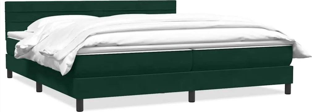 vidaXL Pat box spring cu saltea, verde închis, 180x220 cm, catifea