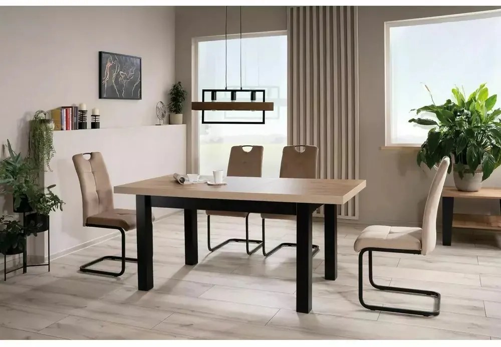 Masa extensibila Presto stejar artizan/negru L140-218 cm