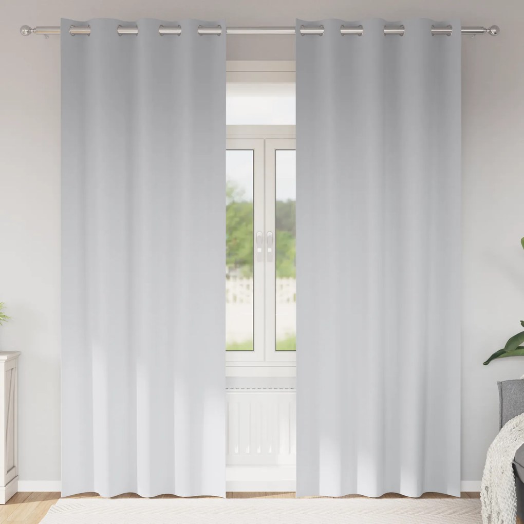 vidaXL Perdele cu perdele 2 pcs Gri deschis 245 x 140 cm Poliester