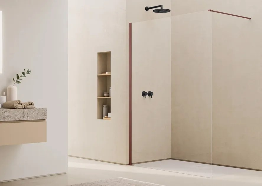 Paravan dus sticla walk-in 110x200 cm, bordeaux metal, sticla 8 mm, Ronal Easy D40 1100x2000 mm, Bordeaux metal