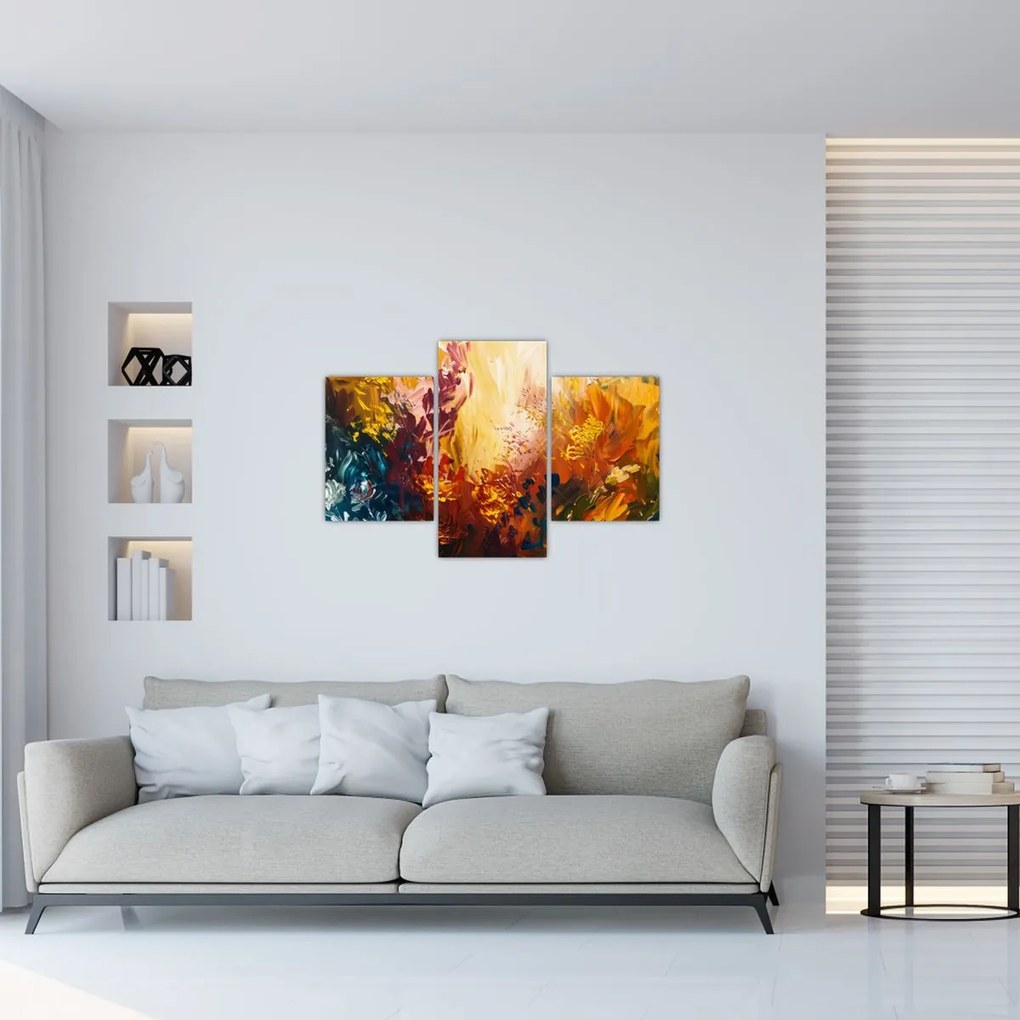 Tablou - pictură abstractă de flori (90x60 cm)