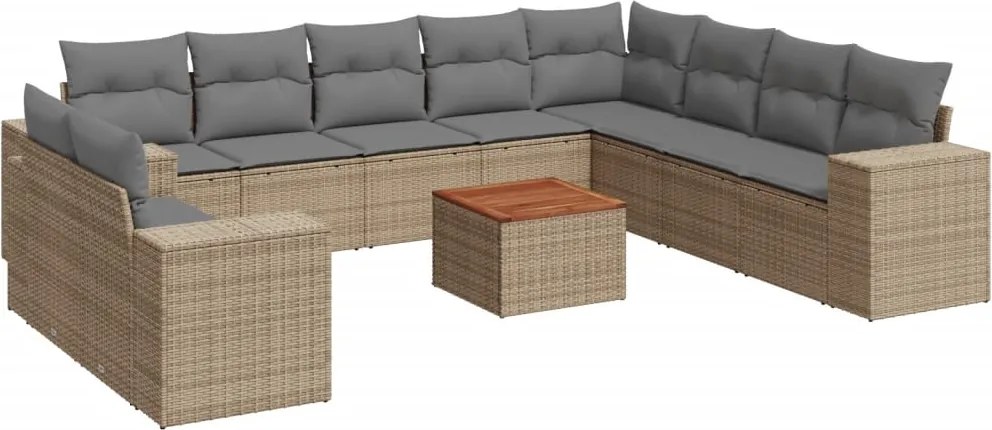 vidaXL Set canapele de grădină cu perne, 11 piese, bej, poliratan