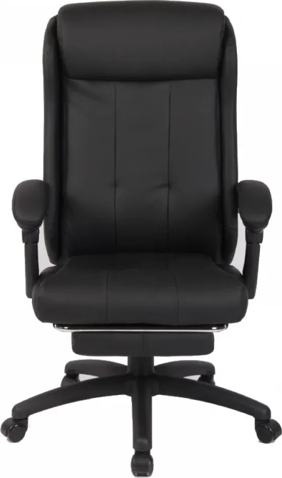 RESIGILAT- Scaun directorial, suport picioare, inaltime reglabila, spatar rabatabil 90-130 grade, piele PU, Negru