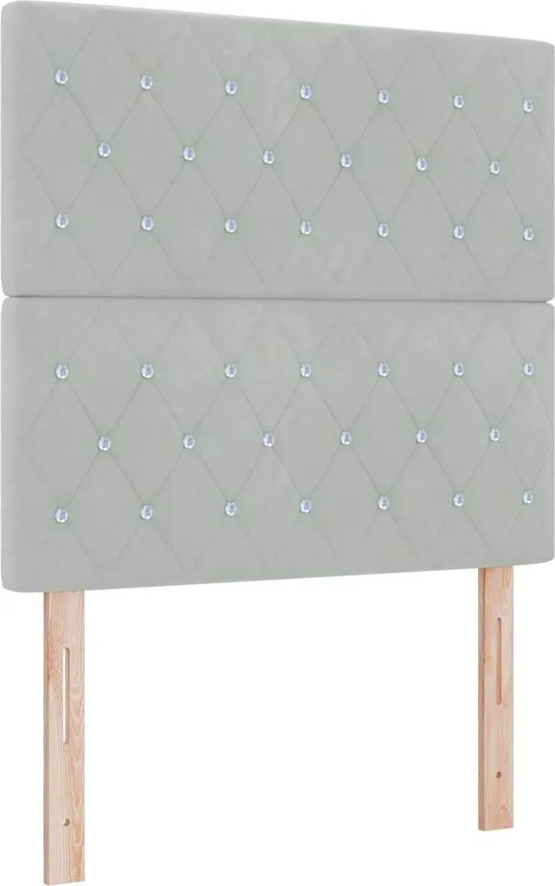 vidaXL Pat cu arc LED cu saltea Gri deschis 100 x 200 cm Catifea