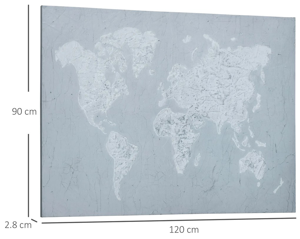 Lucrare de arta pe perete din panza HOMCOM Harta lumii Fotografii de perete pentru camera de zi Decor dormitor, 120 x 90 cm | Aosom Romania