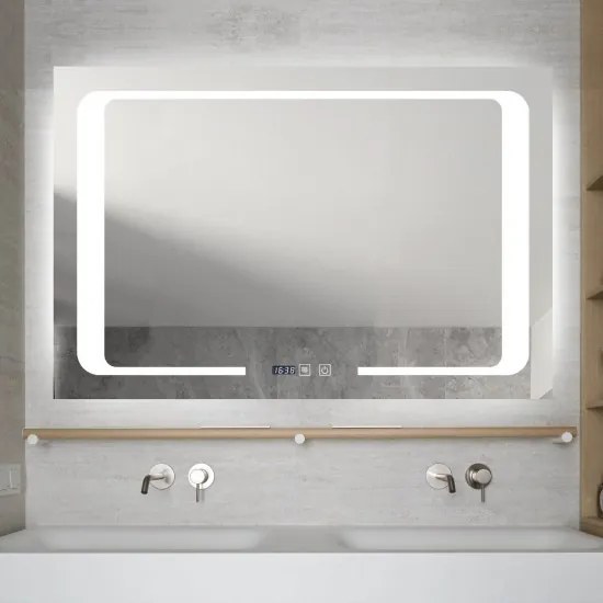 Oglindă Baie LED și Dezaburire Elit's Premium cu Senzor Touch, Lumina Rece, Caldă și Neutră, 90x65cm