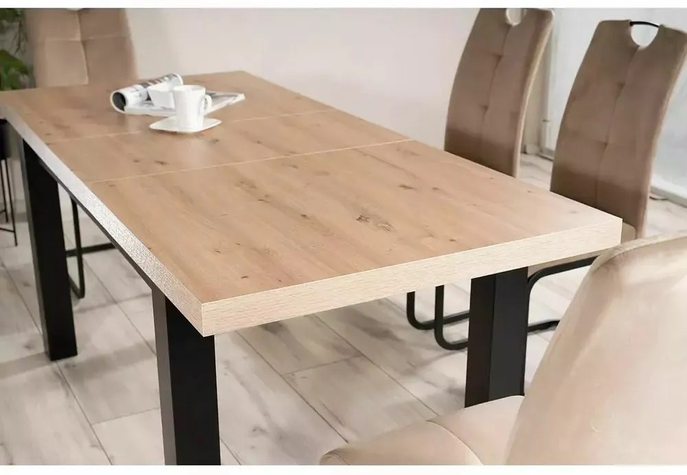 Masa extensibila Presto stejar artizan/negru L140-218 cm