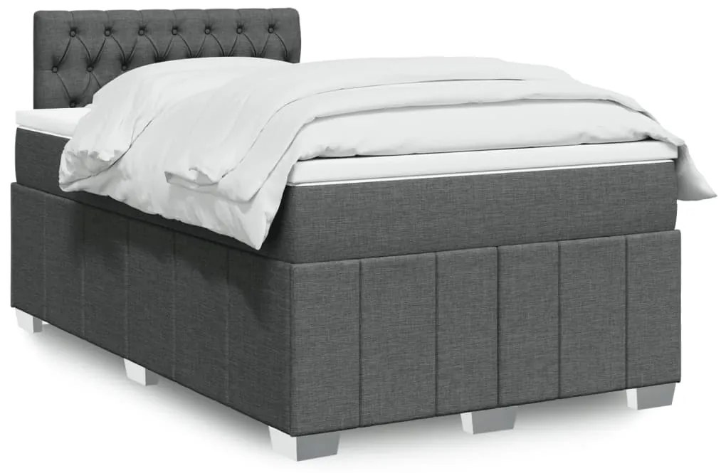 vidaXL Pat box spring cu saltea, gri închis, 120x190 cm, textil
