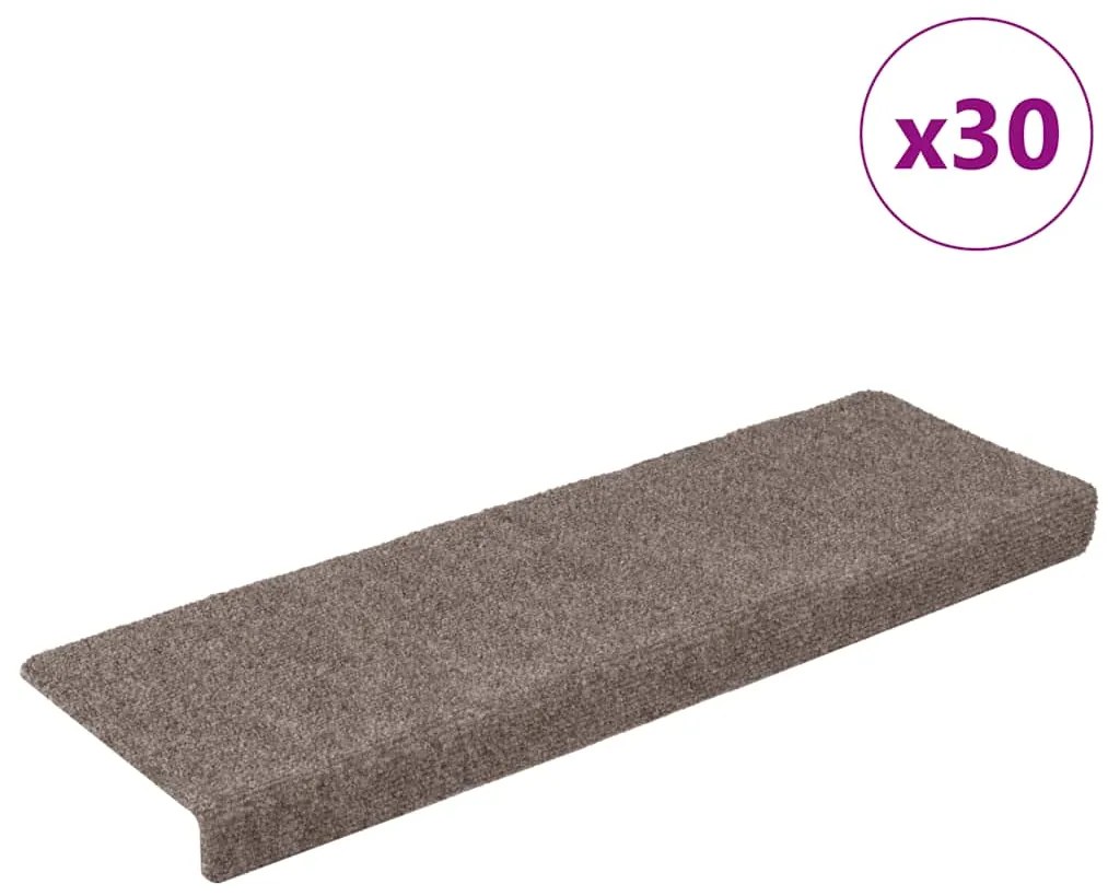 vidaXL Covorașe autoadezive pentru scări, 30 buc., 65x21x4 cm, bej, cu margini dreptunghiulare