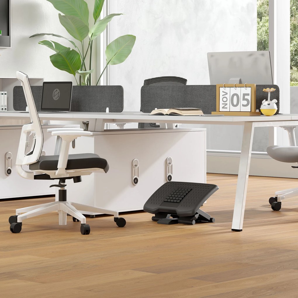 HOMCOM Suport Ergonomic pentru Picioare cu Role de Masaj, Antiderapant și Reglabil pe 3 Înălțimi, 46x35x17 cm, Negru | Aosom Romania