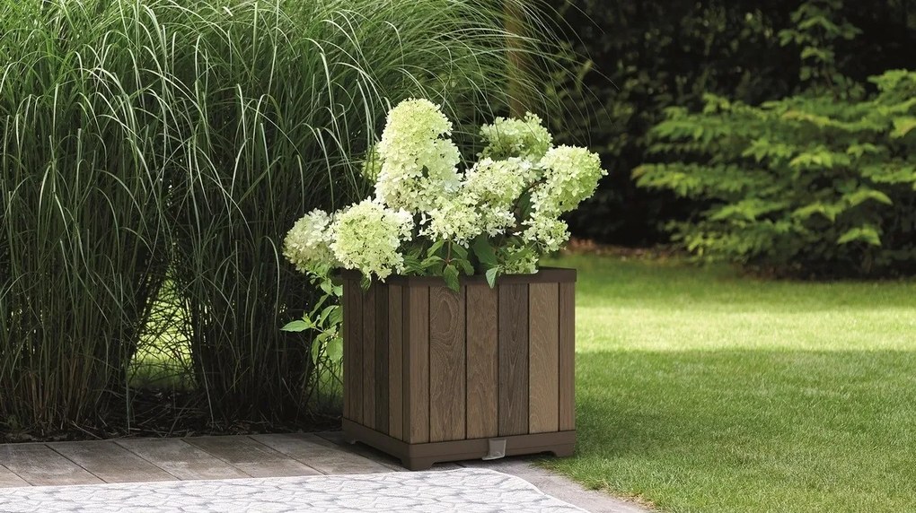 Ghiveci Keter Deco Square 45,5 x 45,5 x 45,5 cm, maro