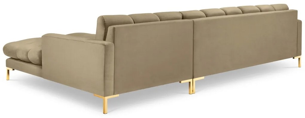 Coltar dreapta 5 locuri, Mamaia, Micadoni Home, GL, 293x185x75 cm, catifea, bej