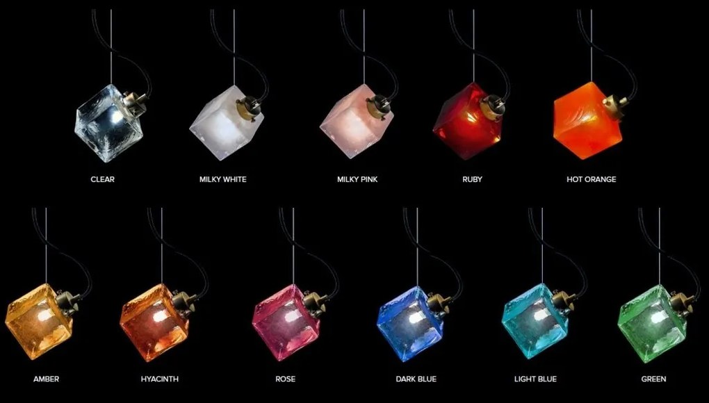 Pendul design LUX, cub din sticla suspendat personalizabil Dancing Cube